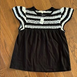 LOFT Monochrome Crochet Sleeve Shirt